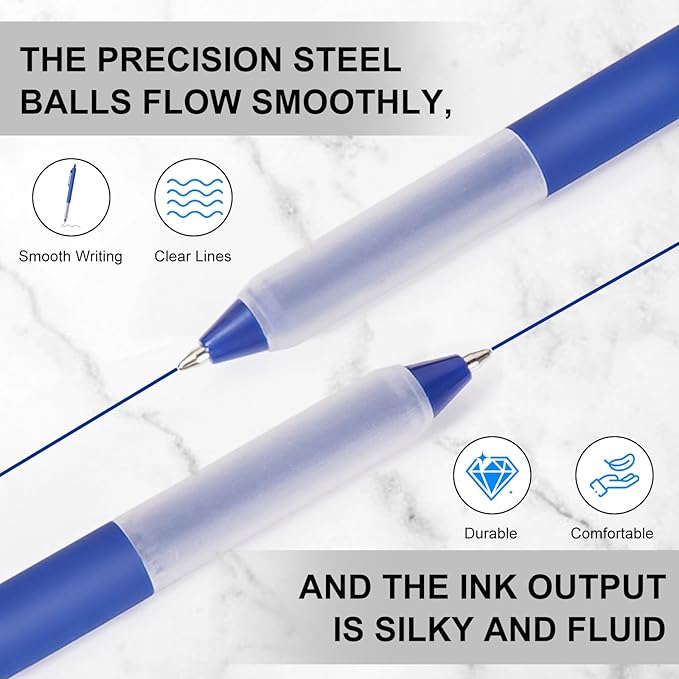 Pens Bulk, 50 Pcs Retractable Ballpoint Pens Medium Point (1.0mm) Rollerball Pens for Smooth Writing Women Men Gifts, (20Black&20Blue&10Red Ink) for Journaling School and Office Supplies Use