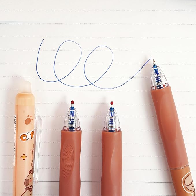 6 Pcs Erasable Gel Pens Capybara Erasable Retractable Cute Pens Cartoon Pens 0.5mm Black Ink Pen Office School Pens Women Girls Boys Pens (Black Ink-Capybara)