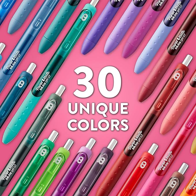 Paper Mate InkJoy Gel Pens, Black Ink, Medium Point (0.7mm), 10 Count, Bundle with Plastic Reusable Pouch