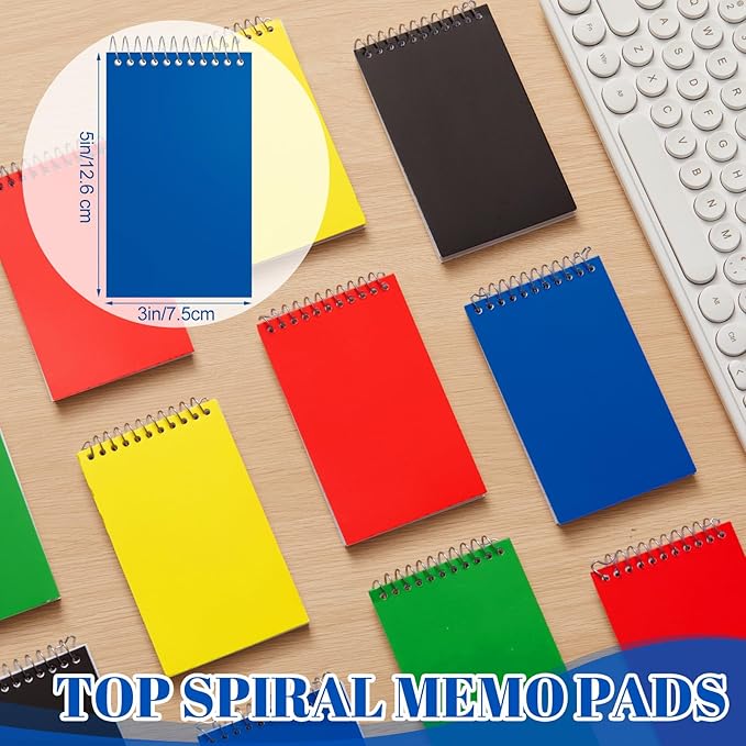 36 Pcs Small Pocket Notebooks 3 x 5 Inch Mini Memo Spiral Notepads Top Bound College Ruled Lined Note Pads for Back School Office Journaling Noting, 75 Sheets/Pad (Rainbow)