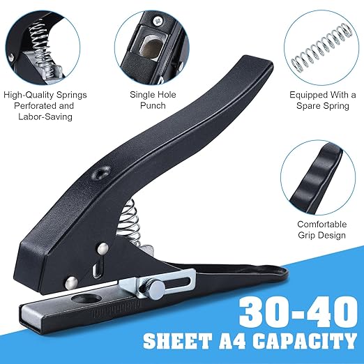 Hole Punch,Heavy Duty Hole Puncher Single,Paper Punch Portable Hand Held Long Hole Punch for Paper Cards Plastic Cardboard (12MM)