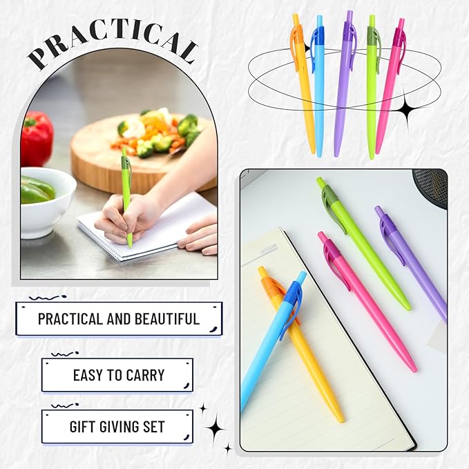 Yuxingrong Retractable Ballpoint Pens 1.0mm, Smooth Writing Black Ink Click Pens, Comfort Grip & Anti-Slip Design, Quick-Dry Oil-Based for Office, School, Journaling, Planner 50Pack