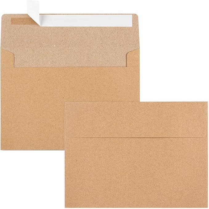 70 Packs A2 Invitation Envelopes, Brown Kraft Envelopes, Envelopes for 4.5x5.5 Cards, Envelopes for Invitations, Envelopes Self Seal for Photos RSVP, Greeting Cards