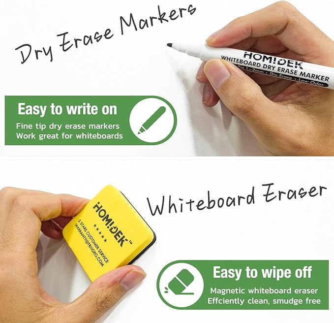 Magnetic Dry Erase Board: Small Fridge Whiteboard, Flexible Refrigerator Magnet White Board, Blank Writing Note Sheet with Kitchen Conversion Chart Magnet, 4 Markers & Eraser - 17 x 11