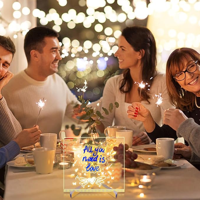 LED Note Board with 7 Colors, Light up Acrylic Message Board, Night Light outwards Writing Drawing Dry Erase Board, Personalized Note Board with Colors Large and 7 Pens for Kids (11.81 * 7.87inches)