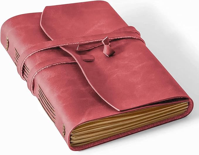 Leather Journal for Women - Genuine Leather Journals for Writing 5x7.1 Inch, Diary for Women, Artist,Travel Journal,Red