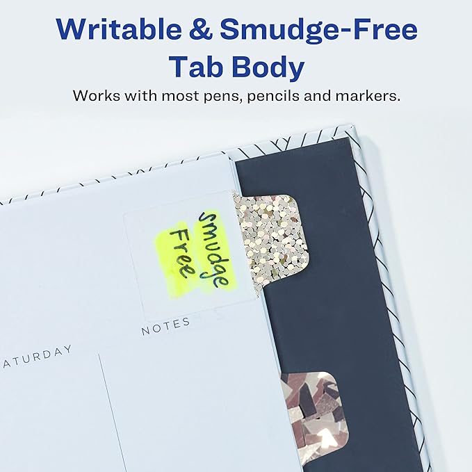Avery Ultra Tabs Luxe Collection, 1" x 1.5" Mini Tabs, Holographic Iridescent Designs, 32 Repositionable Page Tabs (74178)