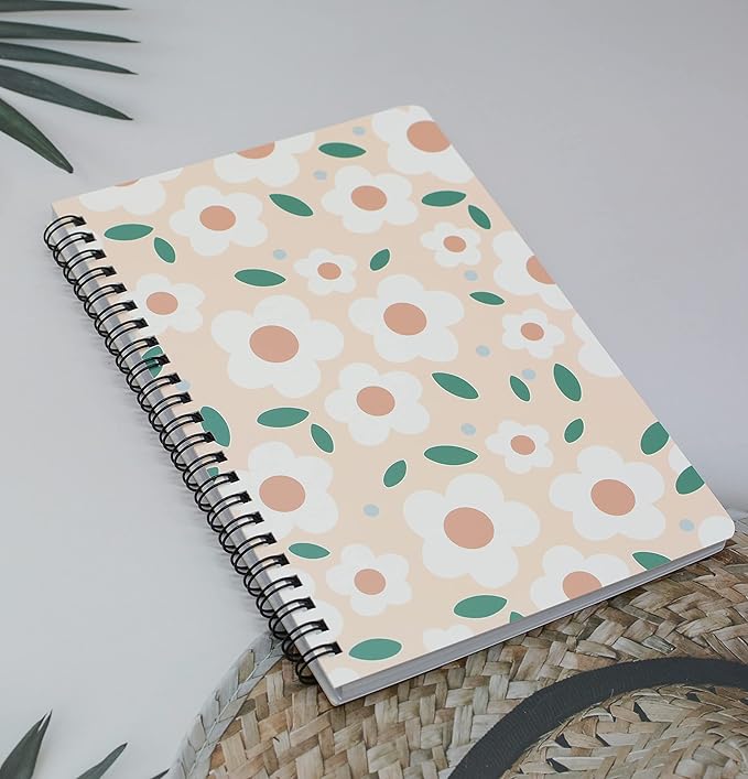 Yansanido Spiral Notebook, 4 Pcs A5 Cherry Design Hardcover 8mm Ruled 4 Color 80 Sheets -160 Pages Journals for Study and Notes (Cherry)