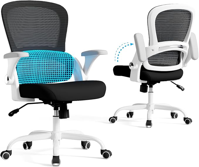 TRALT Beige Gaming Chair - Ergonomic Office Chair with Back Support, Home Office Desk Chairs, Computer Chair, 330lbs Wide Seat Big and Tall Office Chair for Professionals (White Black)