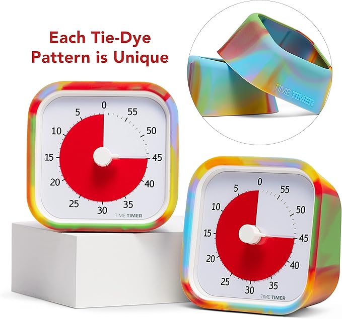 Time Timer MOD Tie Dye ⁠— Special Edition ⁠⁠— Visual Timer for Kids Classroom Learning, Elementary Teachers Desk Clock, Homeschool Study Tool and Office Meetings with Silent Operation (Tie Dye)