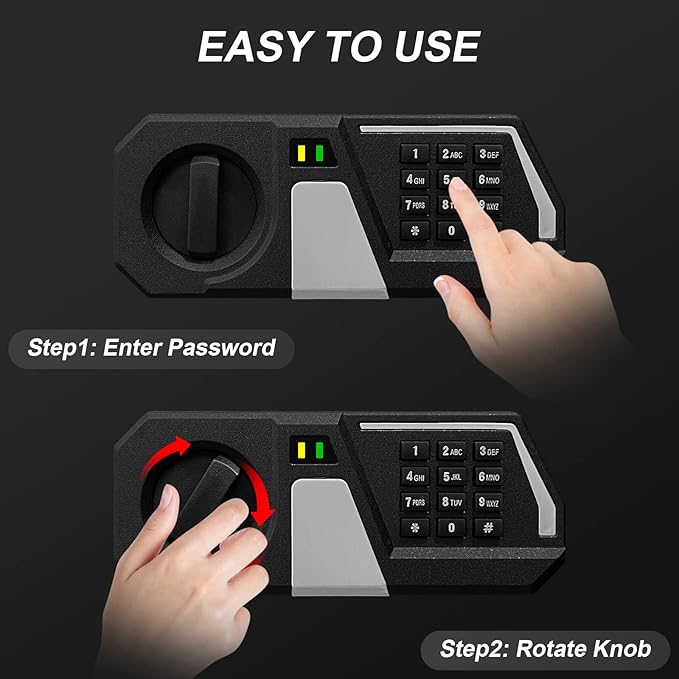 Tenamic Fireproof Safe Box 2.2 Cuft Electronic Digital Security Box, Keypad Large Lock Box Cabinet Safes with Internal Light, Solid Alloy Steel Office Hotel Home Safe with 2 Passwords, Black