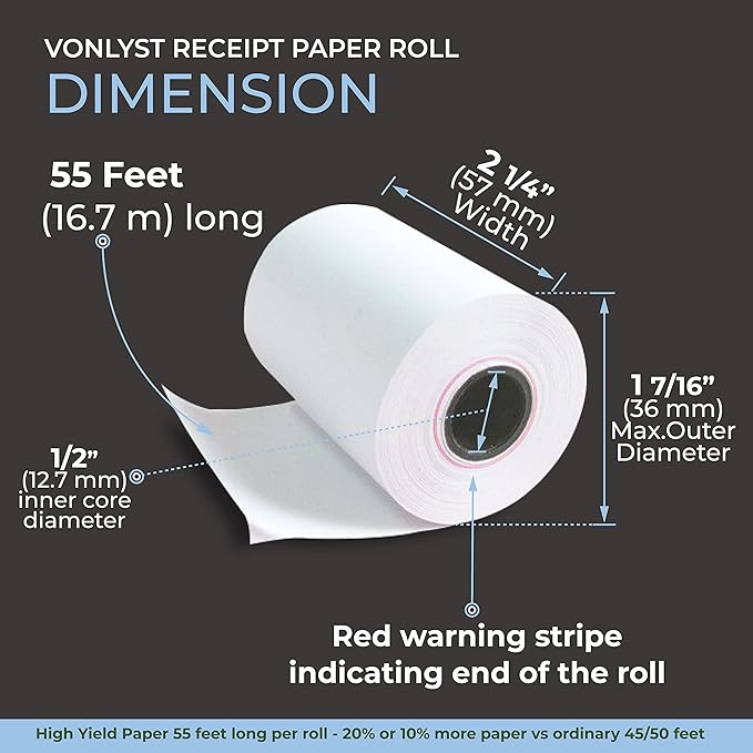 Credit Card Machine Paper Roll for Dejavoo Z8 Z9 Z11 (30 rolls)