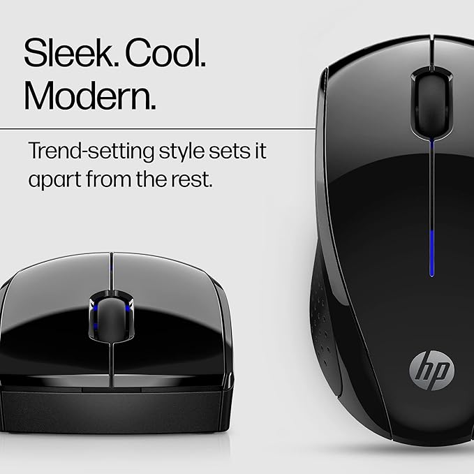 HP X3000 G2 Wireless Mouse - Ambidextrous 3-Button Control, & Scroll Wheel Multi-Surface Technology, 1600 DPI Optical Sensor Win, Chrome, Mac OS Up to 15-Month Battery Life (‎28Y30AA#ABA, Black)