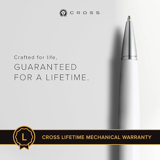 Cross Bailey Light Refillable Ballpoint Pen Presented in a Everyday Gift Box - Medium Point, Black Ink, Polished White