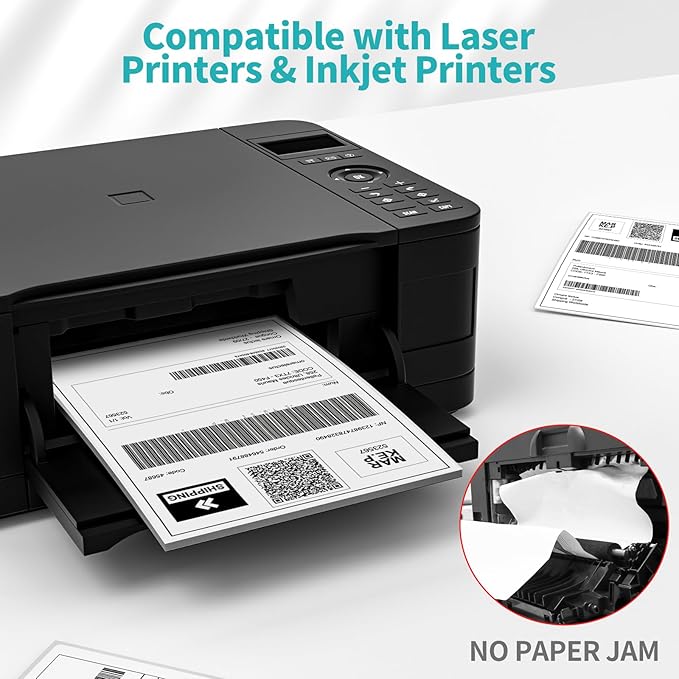 2000 Sheets Sticker Paper Matte White, 8.5" x 11" Label Paper for Laser & Inkjet Printer, Full Sheet Label for Shipping Address Mailing