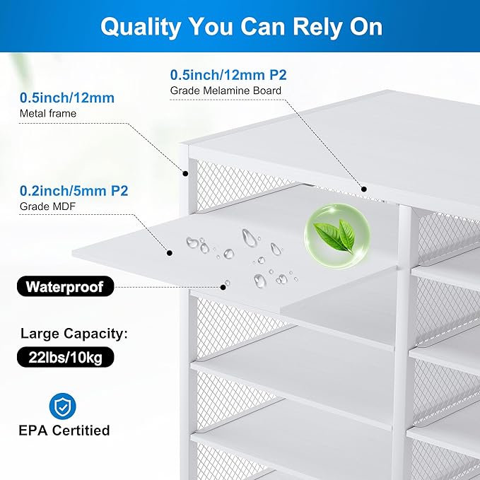 Mail Sorter for Desk, Countertop Literature Organizer, Student Mailbox for Classroom, Desktop Bill Paper Holder Rack for Office Home School, 12 Compartments, White