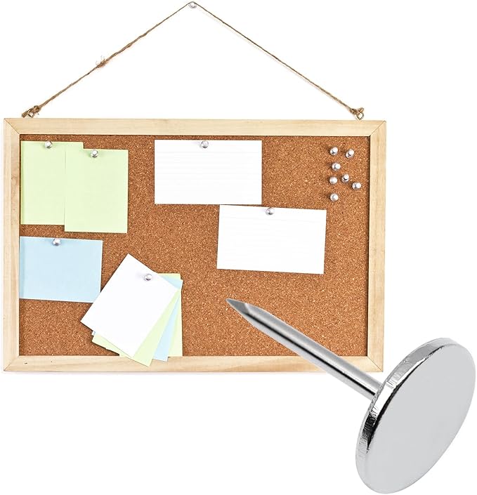 200Pcs Flat Head Upholstery Tacks Home Furniture Decor Tack Upholstery Nails Flat Push Pins Flat Thumb Tacks Silver (11mmx17mm)