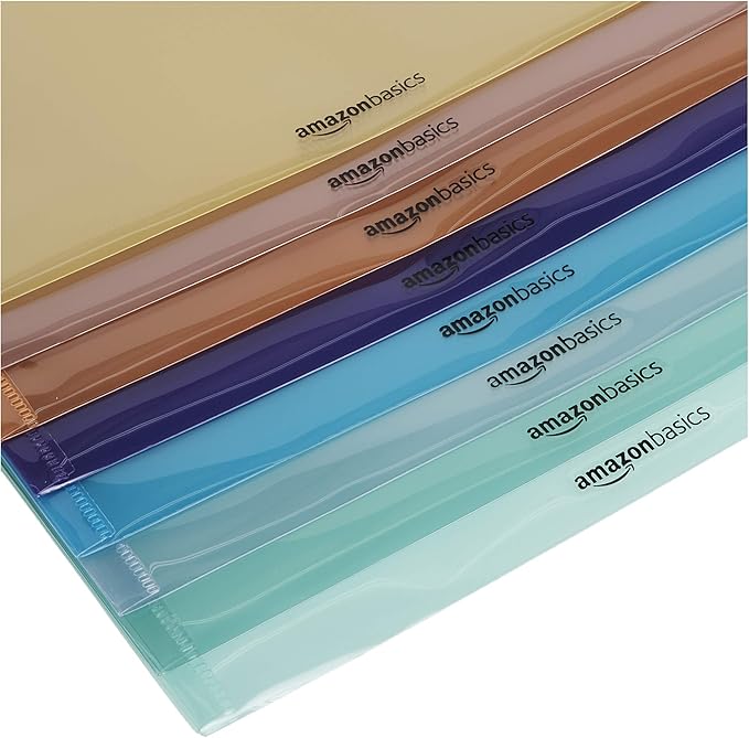 Amazon Basics Tab Dividers for 3 Ring Binder, Two Pocket, Letter Size, Assorted Colors, 24 Count
