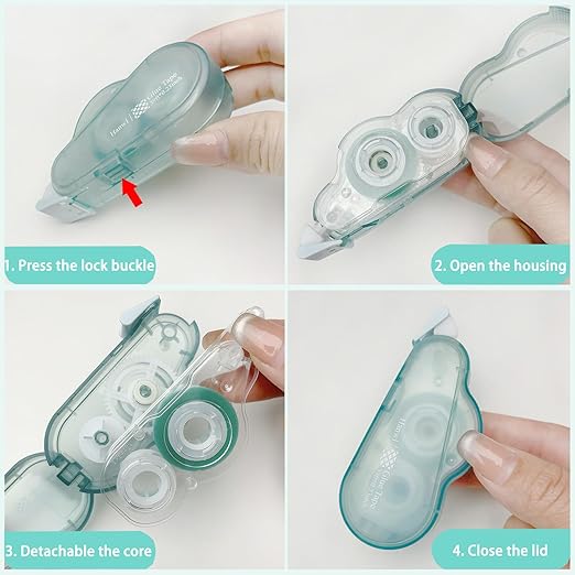 4 Pack Double Sided Tape Roller for Crafts,Adhesive Glue Runner for Scrapbooking,Journaling Home School Office Supplies,Scrapbook Tape,0.23IN x 39FT