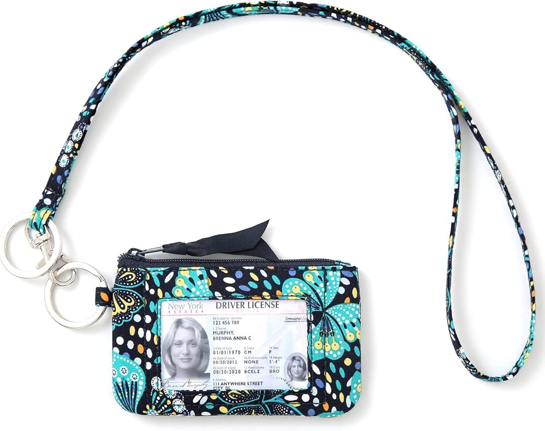 WONDERFUL FLOWER Lanyard Wallet, ID Holder with Lanyard, ID Wallet with Lanyard, Keychain Wallet for Women