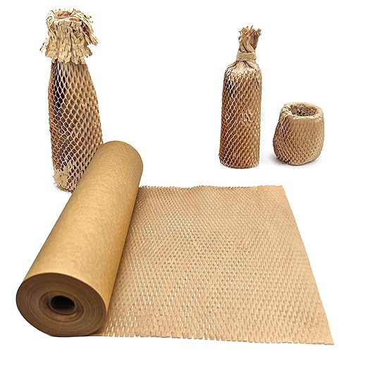 Honeycomb Packing Paper, 15" x 168' Honeycomb Cushioning Wrap Roll for Moving Shipping Packaging Gifts, Recyclable Honeycomb Paper Moving Supplies Bubble Paper Wrapping Protective Roll