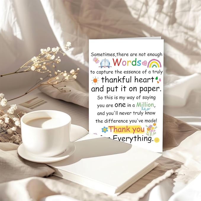 Bright & Colorful Thank You Gift Card for Women, Men, Teachers, Bosses, Friends, Family, School Counselors – Perfect for Appreciation Gifts with Envelope