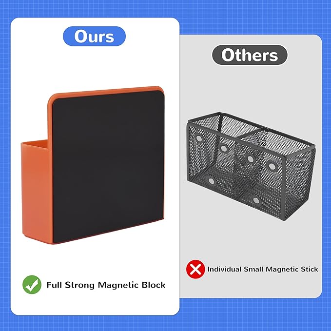 Magnetic Dry Erase Marker Holder, Magnetic Pen Holder for Fridge, Magnetic Marker Holder, Whiteboard Marker Holder for Locker Accessories, School, Office, Home, Magnetic Cup,1 Pack,Orange