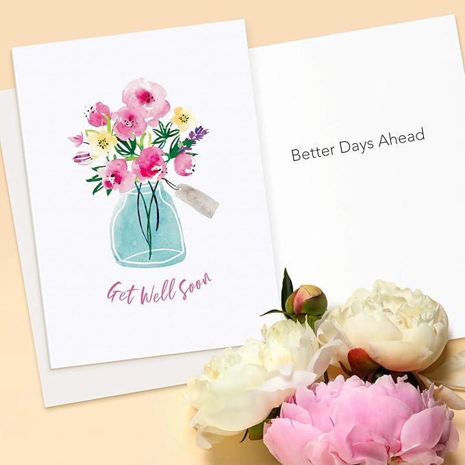 Sweetzer & Orange Bulk Get Well Cards With Envelopes, 24 Get Well Soon sheets Bundel. 300gsm Thick Greeting Cards and (120gsm) Envelopes, Feel Better Soon decor sheets