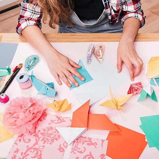 6 Pack Glue Tape, Double Sided Tape Roll for Crafts, Sticky Scrapbook Tape Runner, Scrapbooking Supplies for Crafting Photo Album Cards Journal School Office Gift Wrapping - 0.24IN x 20FT