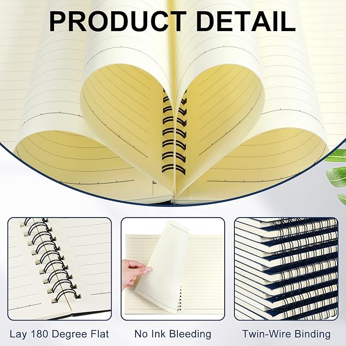 Yahenda 54 Pcs Spiral Notebook Bulk A5 Journal Lined 8.3'' x 5.5'' Writing Composition Paper Small Notepad Subject Notebook for Students Office Business Back to School Supplies (Deep Blue)