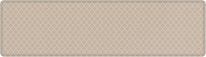 NewLife by GelPro Anti-Fatigue Designer Comfort Kitchen Floor Mat, 30x108" , Trellis Khaki Stain Resistant Surface with 3/4” Thick Ergo-foam Core for Health and Wellness
