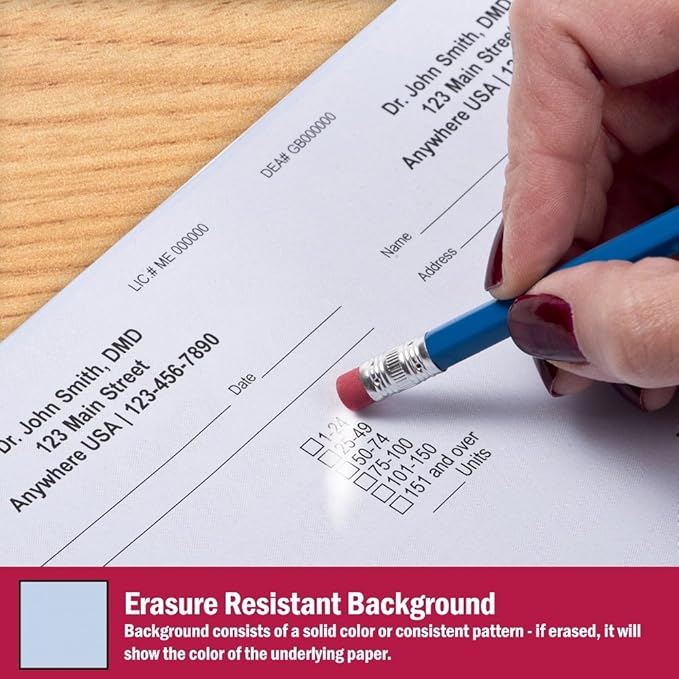 DocuGard Standard Medical Security Paper for Printing Prescriptions and Preventing Fraud, CMS Approved, 6 Security Features, Laser and Inkjet Safe, Blue/Canary 2-Part, 8.5 x 11, 24 lb., 250 Sets (04544)