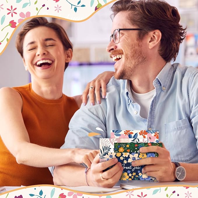 Yeaqee 240 Pcs Employee Appreciation Kudos Cards Funny Blank Back Motivational Card Encouragement Thank You Note Recognition Card for Teacher College Affirmation Gift(Floral)