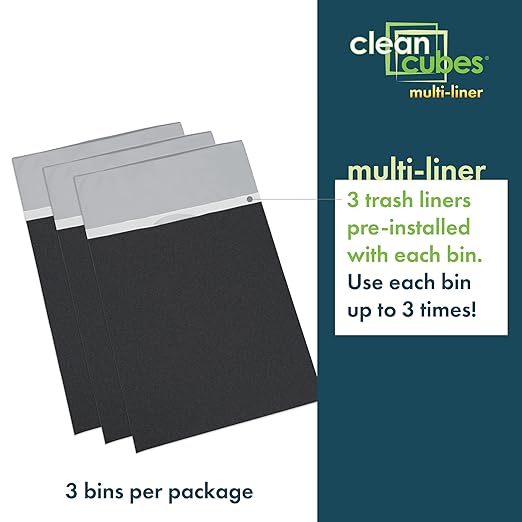 | 30 Gallon Multi-Liner Disposable Trash Cans (3-Pack) - Reusable Garbage and Recycling Bins for Parties, Events, and More (Black)