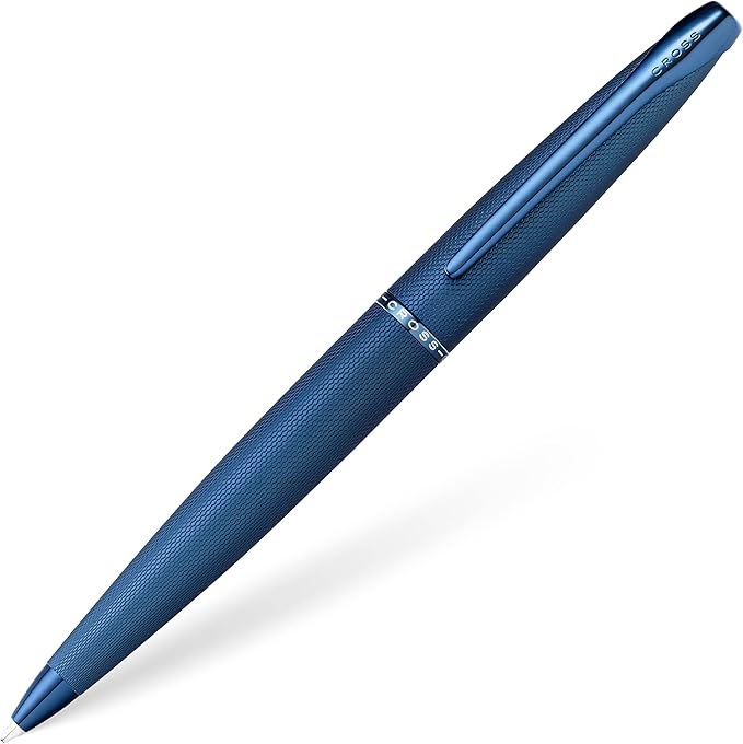 Cross ATX Refillable Ballpoint Pen Presented in a Luxury Gift Box - Medium Point, Black Ink, Sandblasted Dark Blue