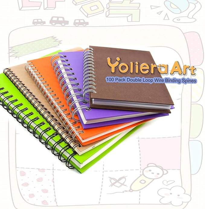 3:1 Pitch Double Loop Binding Wires, YolieraArt 100 Pack Spiral Spine Bindings, 9/16 Inch Wire Twin Binding for Book Binder Machine,Students and Coworkers (120 Sheet Capacity, 100P, Blue)