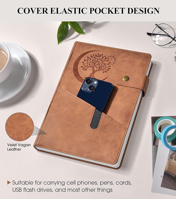 365 Page Thick Lined Journal Notebook for Men Women, A4 Large Leather Journals for Writing, Hardcover Notebooks for Work, School, Note Taking, Business, Travel Diary, College Ruled 8.5" x 11"