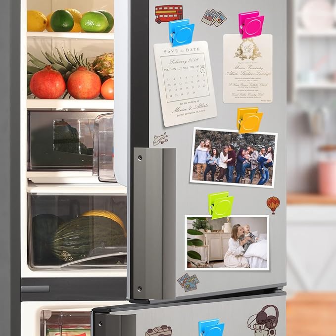Grtard 12 Pack Magnetic Clips Heavy Duty, Colorful Strong Fridge Magnet Clips Heavy Duty, Metal Magnet Clips for Fridge, clip Magnets, Magnetic Clips for Refrigerator, Locker, Whiteboard, Home, Office