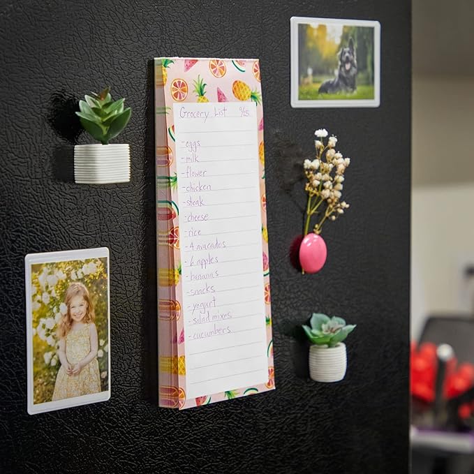 Juvale 6-Pack Magnetic Grocery List Pad for Fridge- Cute Shopping List Paper Note Pads for Refrigerator, To-Do Memos (6 Fruit Designs, 60 Sheets Each)