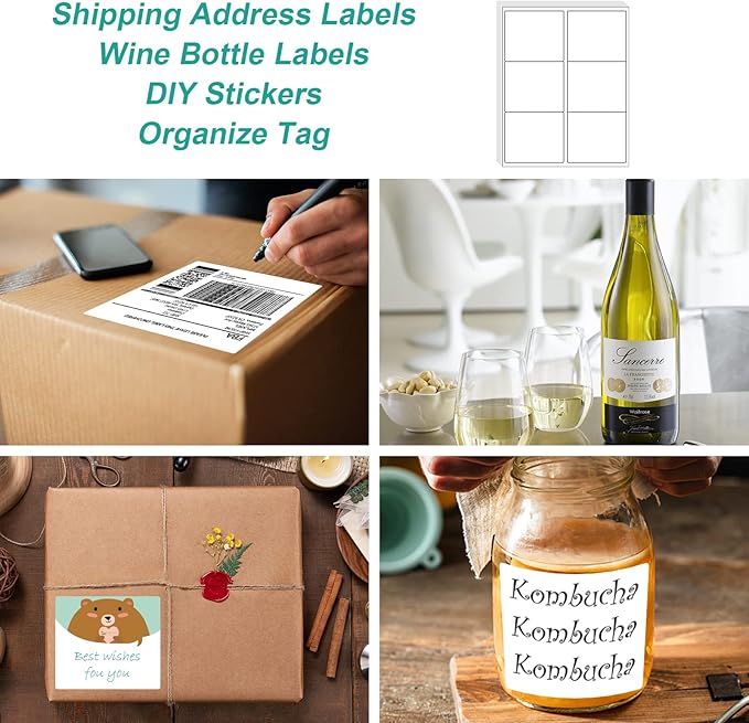 MFLABEL 3-1/3" x 4" Shipping Address Labels, FBA Labels, 6-UP Sticker Labels, White Shipping Labels, Easy to Peel, Address Labels for Laser/Ink Jet Printer, 6 Per Page (300 Labels, 50 Sheets)