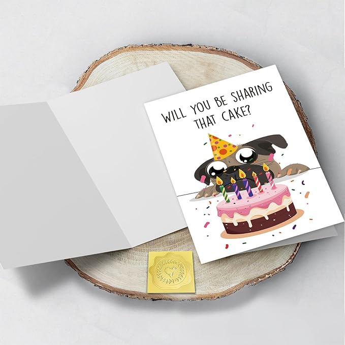 Dog Funny Birthday Card, Cute Birthday Card for Bog Dad Mom, Will You Be Sharing That Cake Card