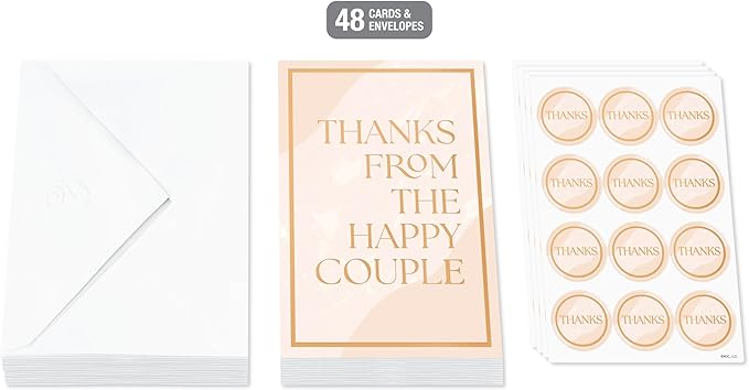 American Greetings 48-Count Blank Wedding Thank You Cards with Envelopes