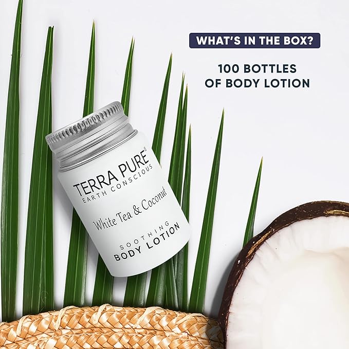 Terra Pure White Tea & Coconut Lotion, Travel Size Hotel Amenities, 1 oz. (Case of 100)