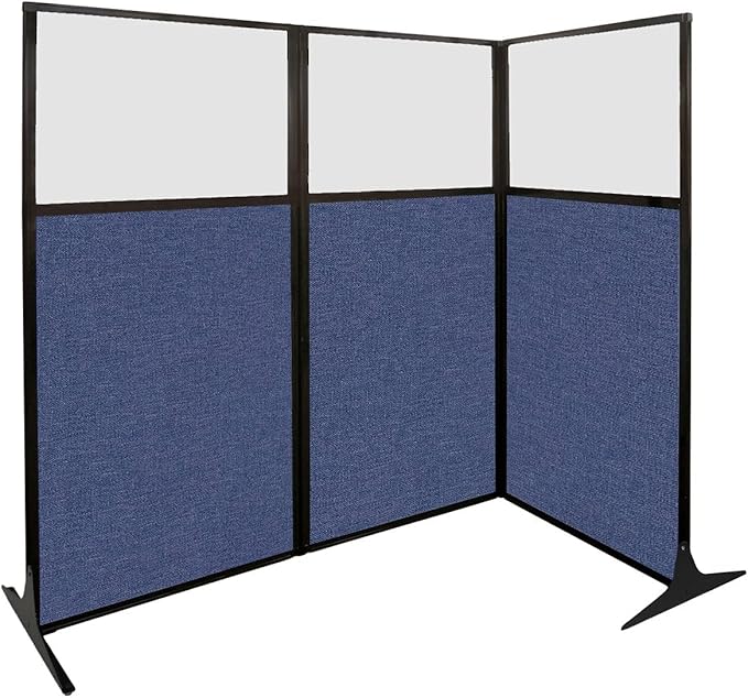 Versare Workstation Partition | Portable Wall Divider | Modern Office Cubicle | Free Standing Privacy Screen | Flexible Work Space | 99" x 70" W/Window, Latte Fabric Panels