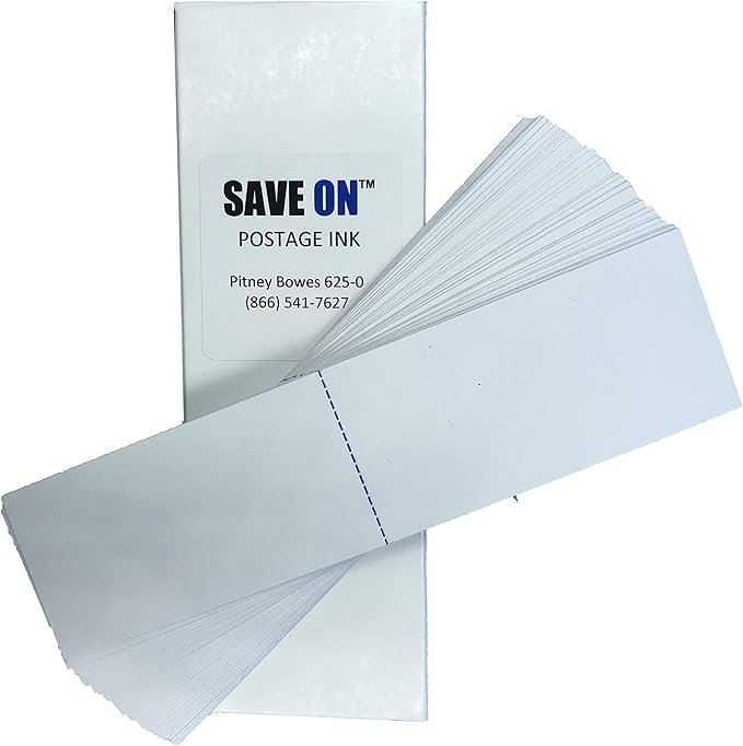 Pitney Bowes 625-0 Compatible Postage Meter Tape Strips (300 Per Box) - Perforated, Double Postage Meter Labels for SendPro C Auto, DM300, DM400 Series - Label Sheets for Reliable Postage Labeling