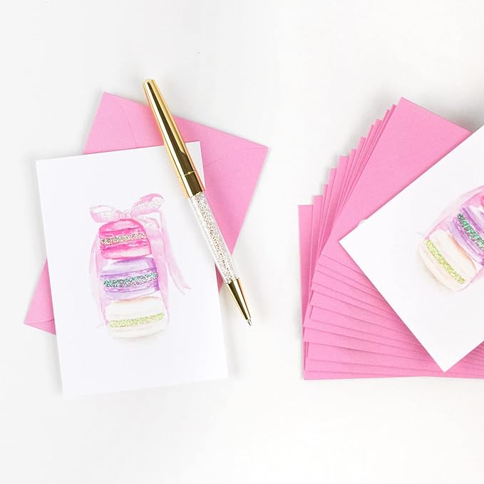Papyrus Blank Cards with Envelopes, Stack of Macarons (14-Count)