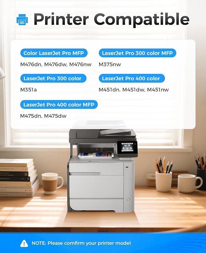 312X 312A Toner Cartridge Set 4-Pack Replacement for HP 312X 312A 305A 305X for Laserjet Pro 400 Color MFP M475dn M475dw M451dn M451dw M451nw Pro 300 M375nw M351a M476dw M476nw M476dn Printer Ink