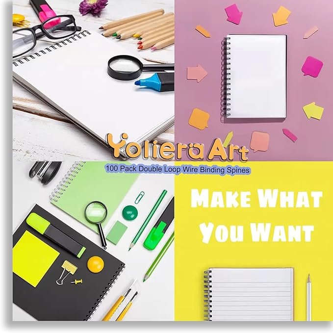 3 to 1 Pitch Twin Loop Wire Binding Spines, 3/8 Inch Book Binder Combs, 100 Pack Spiral Binding Coils for Booking Binder Machine, Students and Coworkers (60 Sheet Capacity, White)