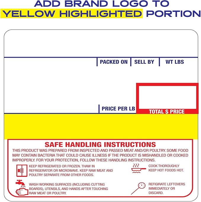 CEPRICO - Customizable CĀS Scale Labels - 48 Rolls of Thermal Printing Scale Labels – Compatible with CĀS LST-8040 | Safe Handling Instruction | Ideal for Supermarkets, Retailers and Grocery Stores