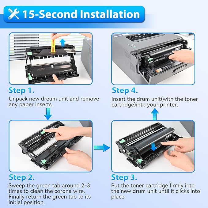 ZIPRINT DR830 DR-830 Drum 2 Pack Compatible Replacement for Brother tn830xl dr830 dr-830 Drum Unit for HL-L2460DW DCP-L2640DW HL-L2405W MFC-L2820DW MFC-L2900DW HL-L2480DW Printer